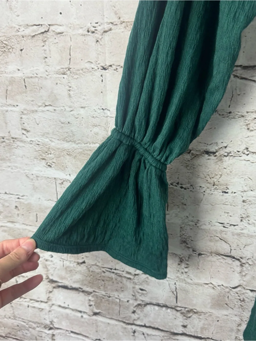 Free People Beach Medium Hayden Off Shoulder Mini Dress Ruffles Emerald Green M